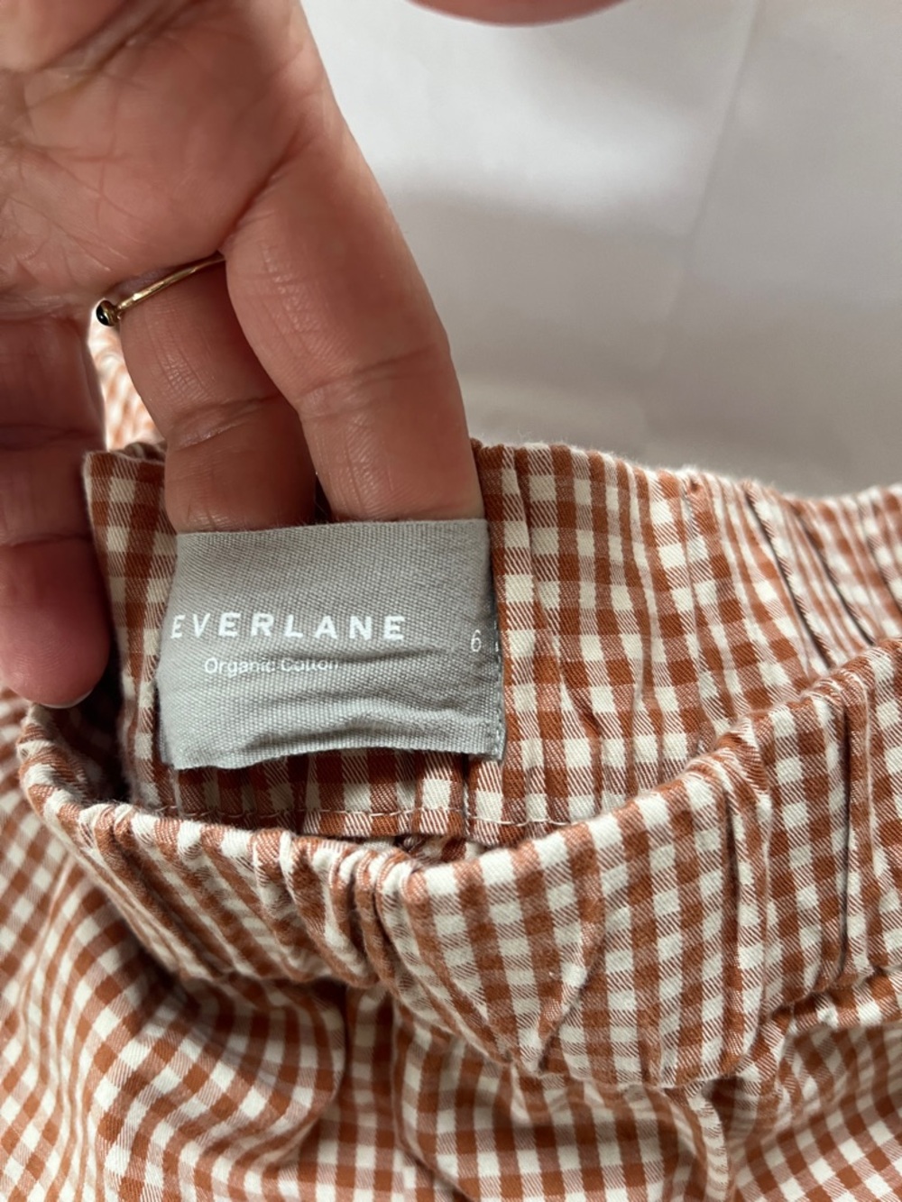 Everlane Rust Gingham Elastic-Waist Women's Shorts - Picture 2 of 4